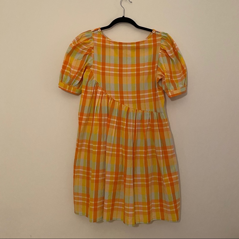 Urban Outfitters Orange Plaid Babydoll Dress - Picture 10 of 12